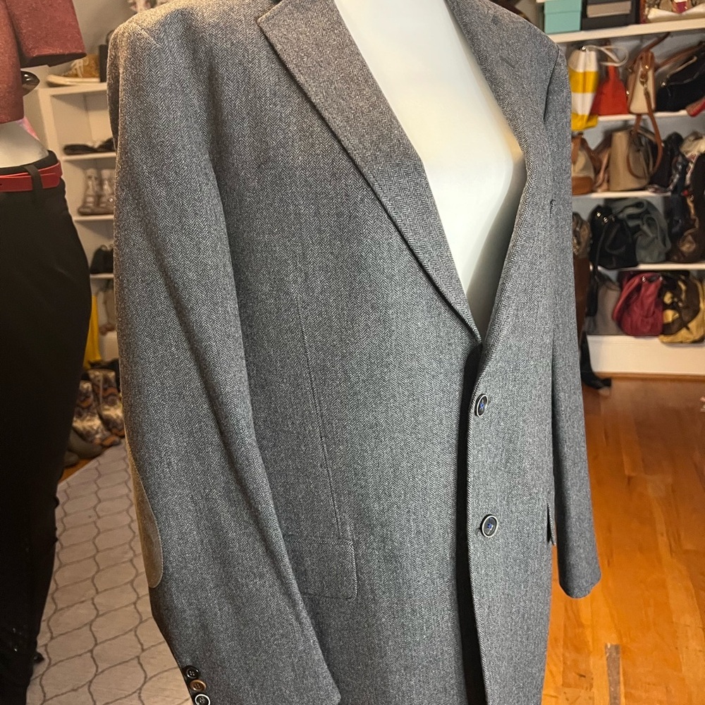 SAND Copenhagen Gray Herringbone Wool Blend Blazer - Picture 7 of 9